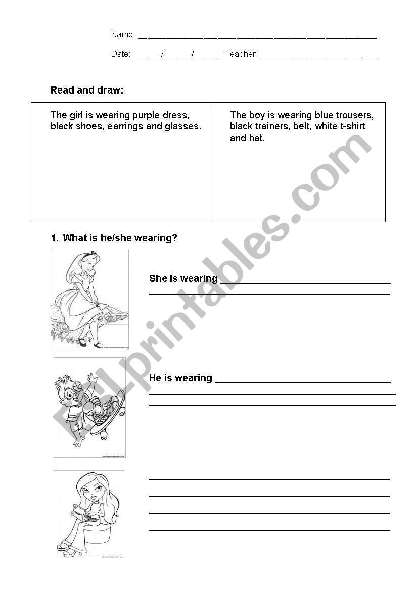 Clothes worksheet