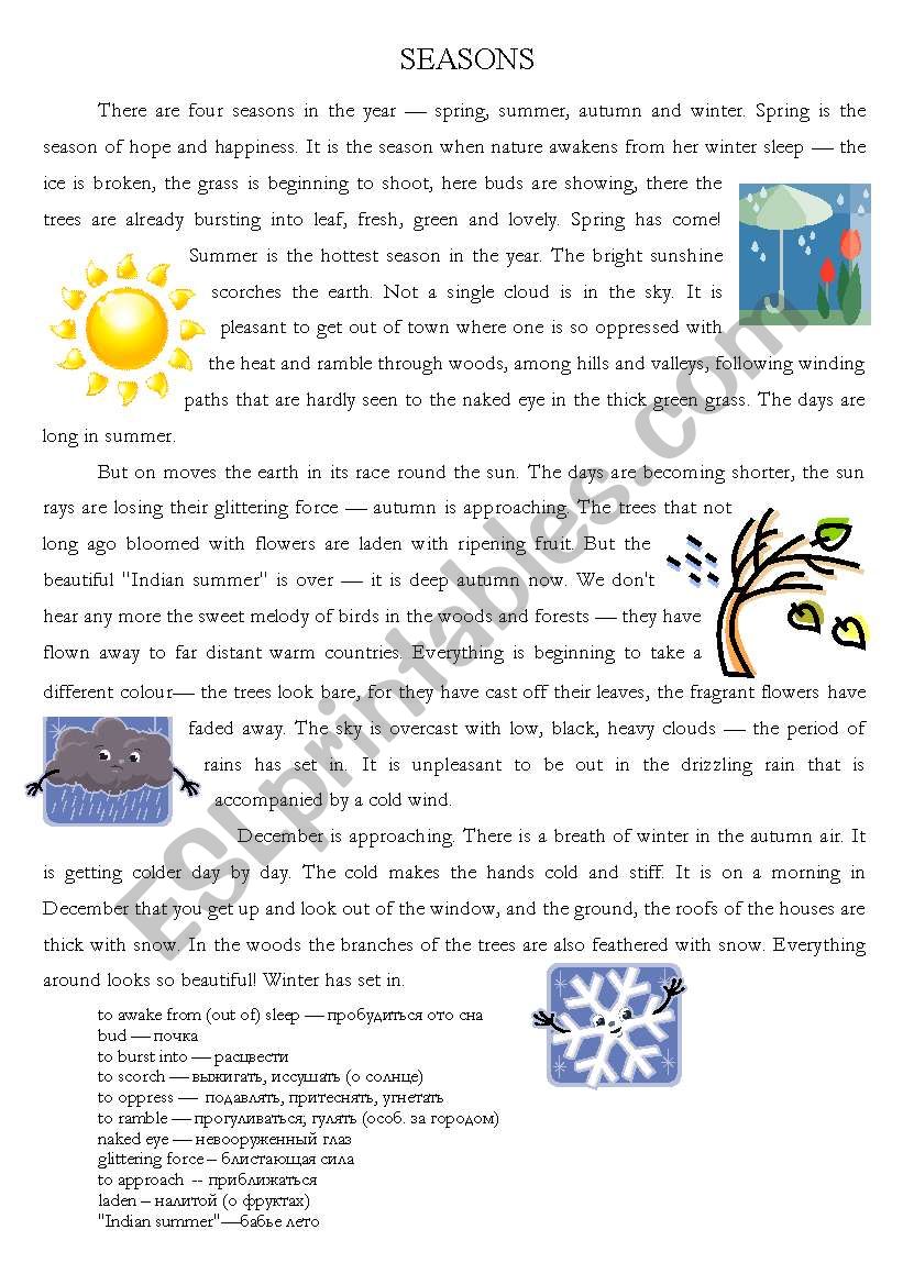 Seasons worksheet