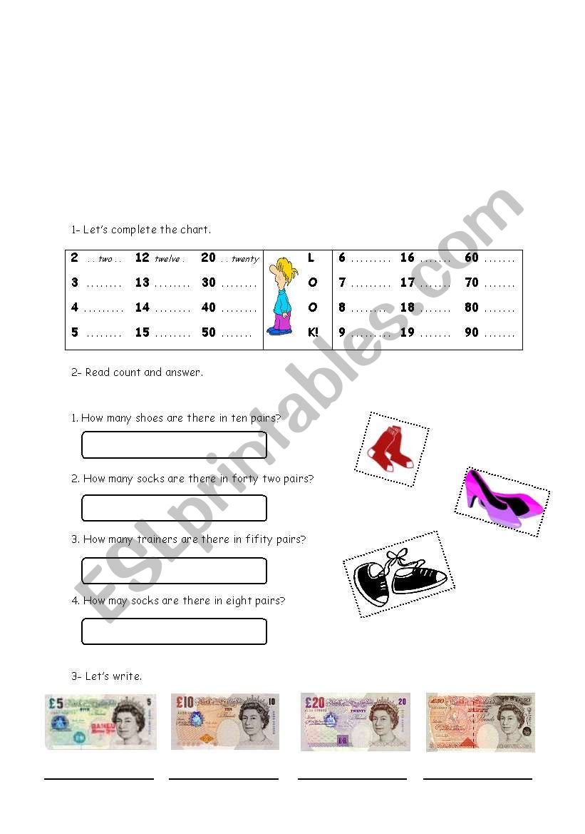 Numbers and Money worksheet