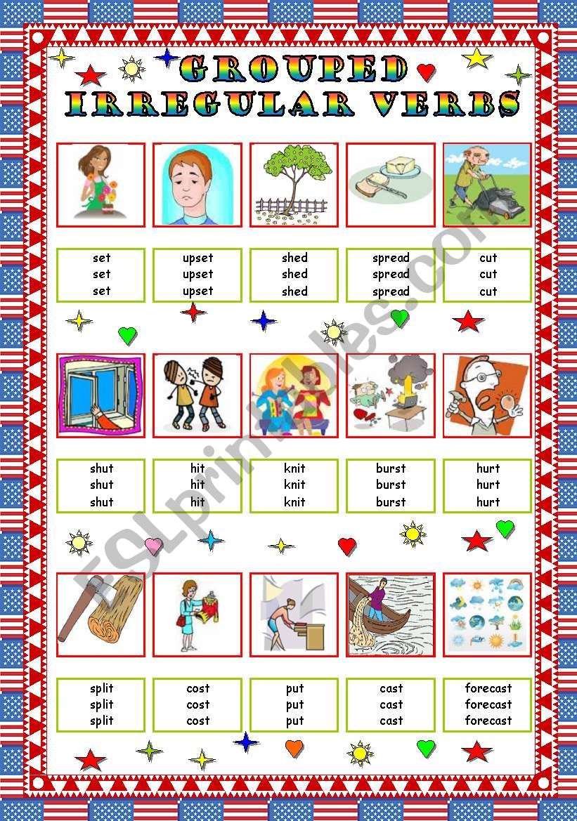 Grouped Irregular Verbs (Pictionary) (6-6)