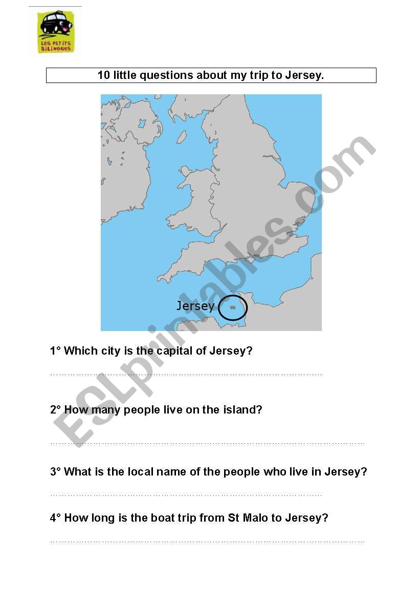 QUIZZ SUR JERSEY worksheet