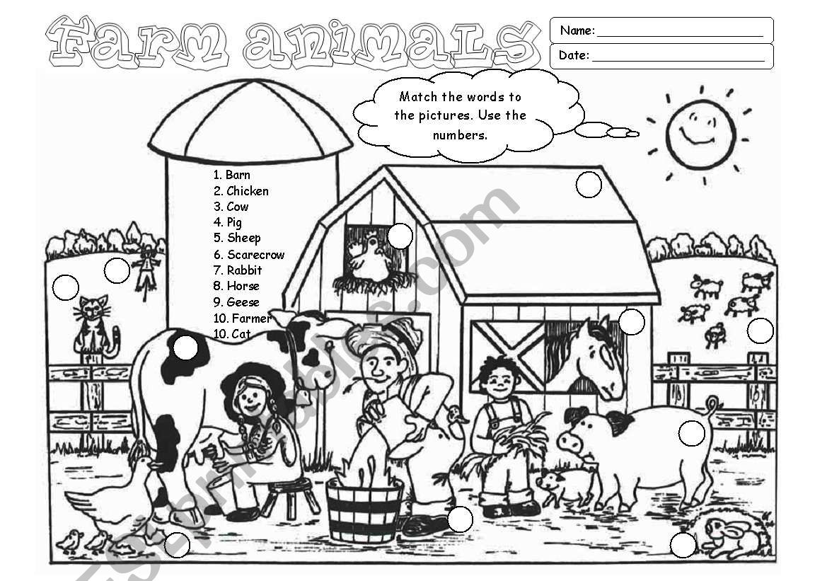 Farm Animals (Editable) worksheet