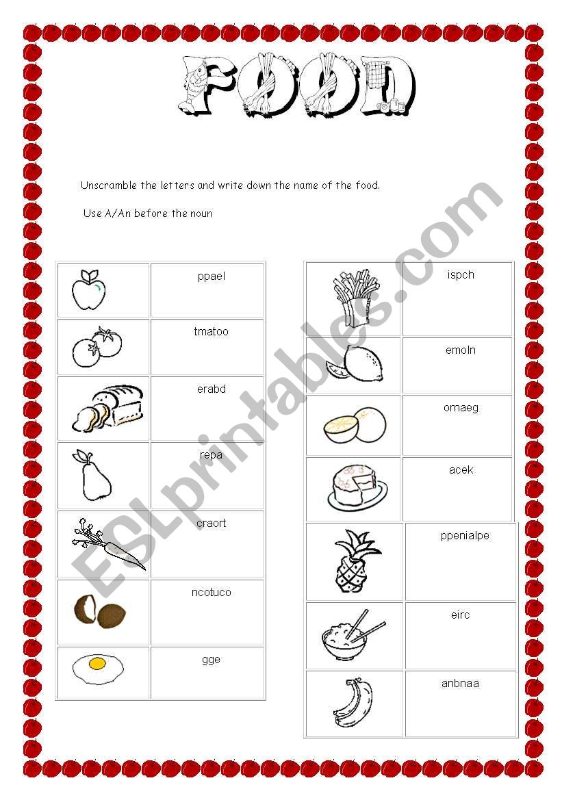 Food worksheet