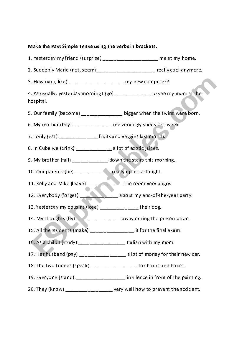 Past Simple Exercise worksheet
