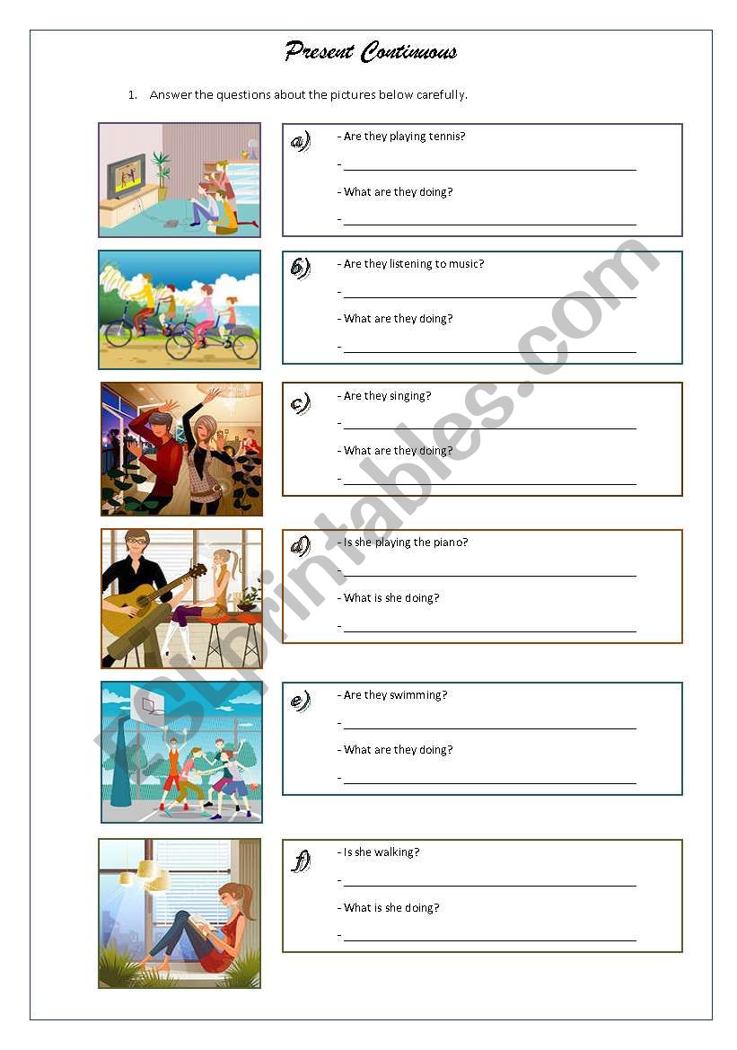 What are they doing? worksheet