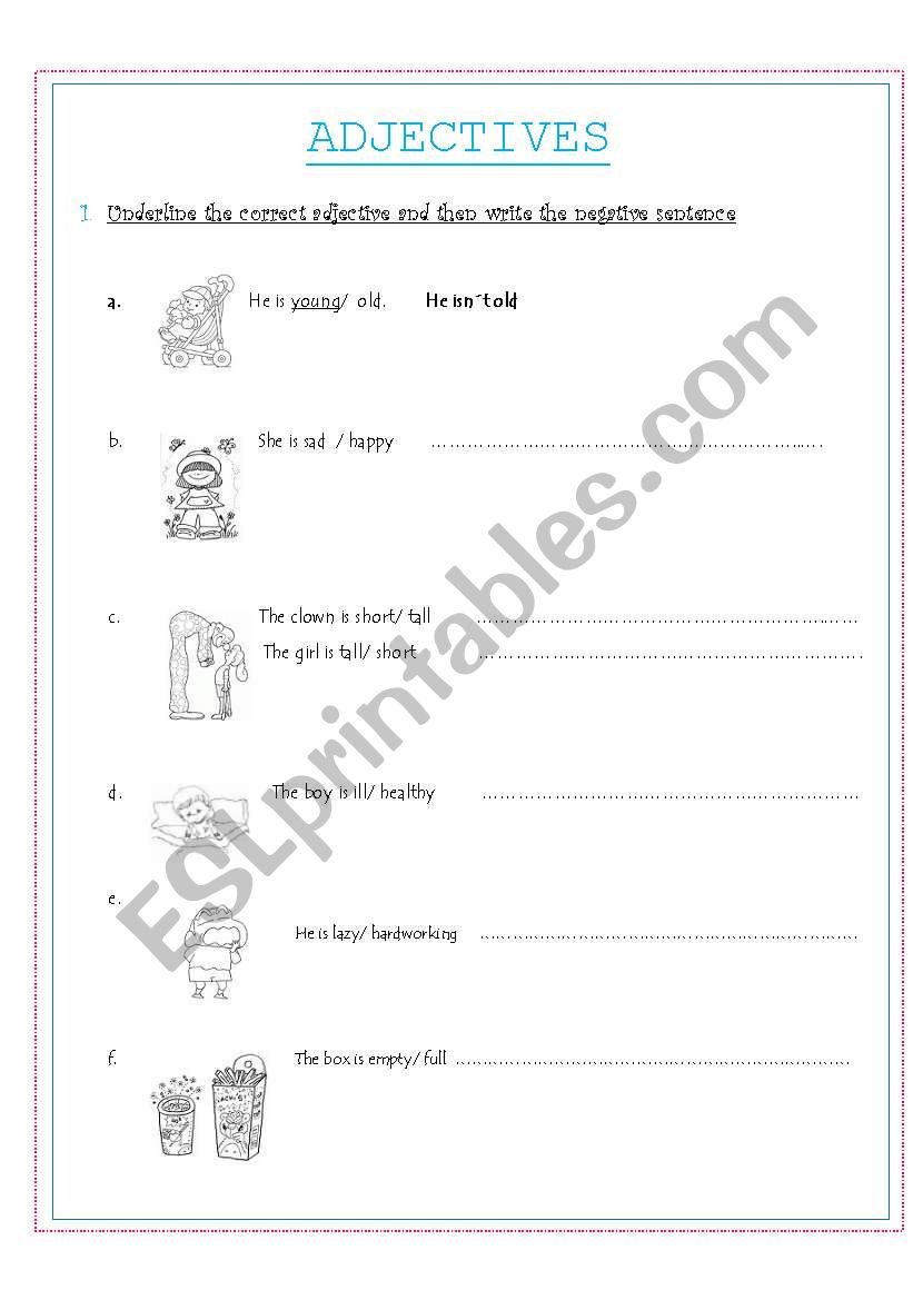 Ajectives- Opposites worksheet