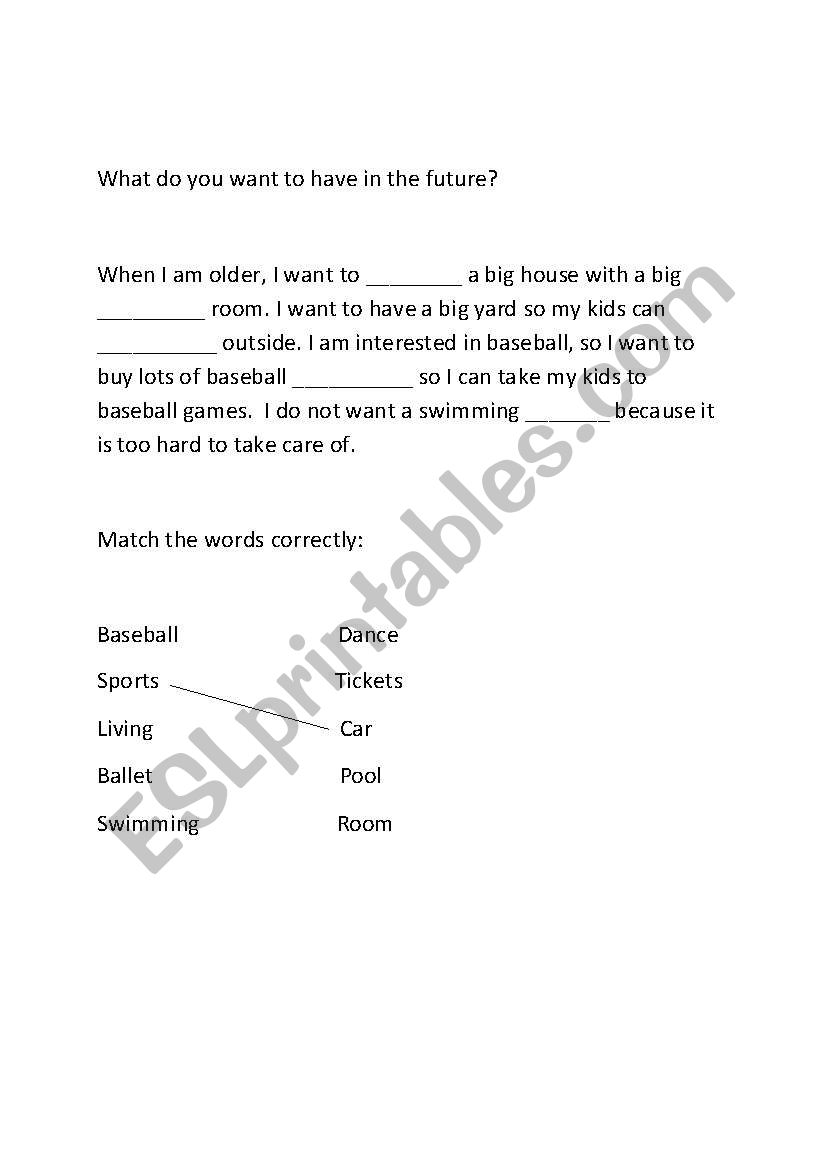 Future plans worksheet