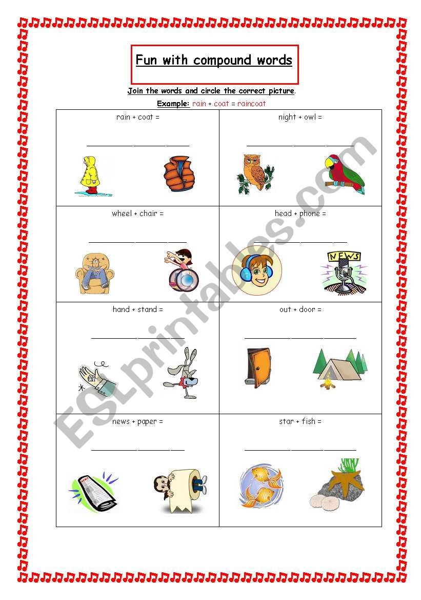 Fun with compound words worksheet