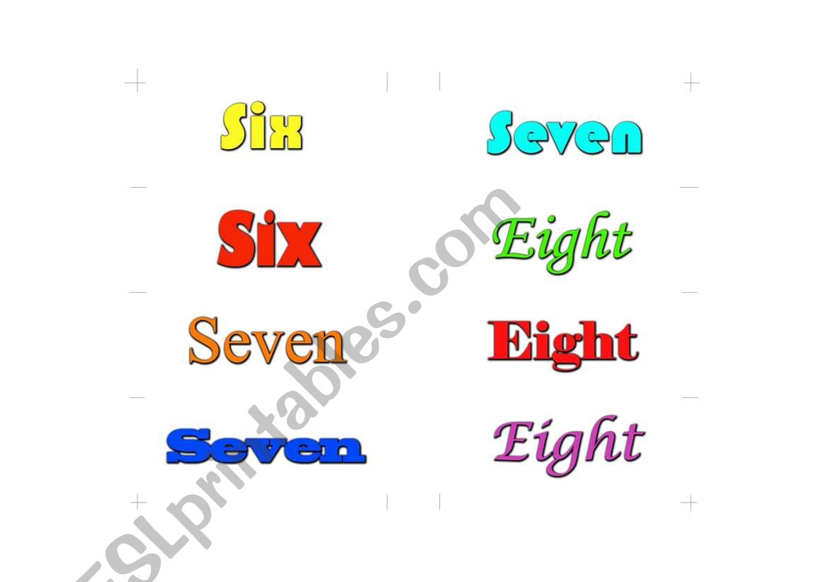 Spelling Numbers One to Twenty (card three)