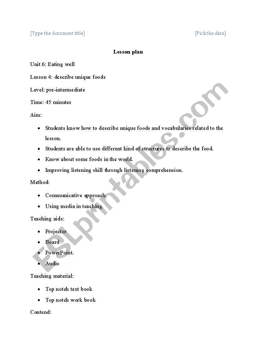 top notch -lesson plan worksheet