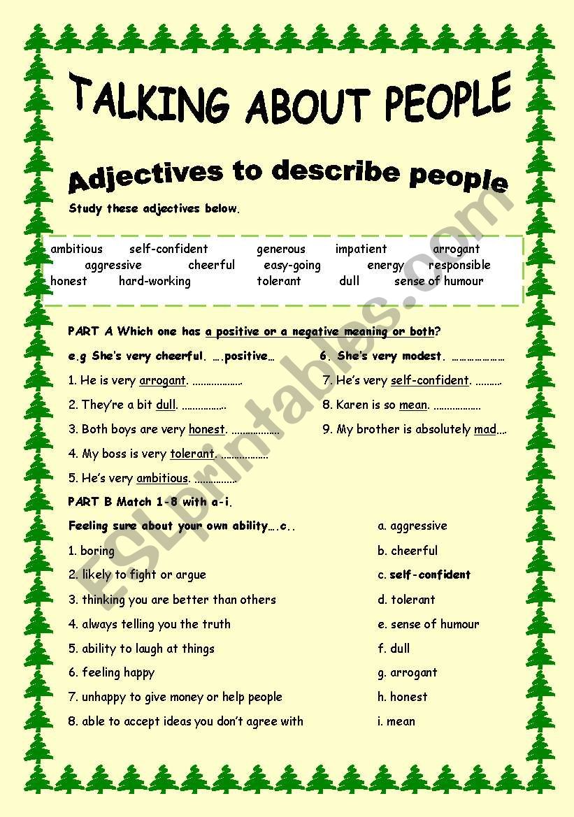 adjectives to desribe peoples characters
