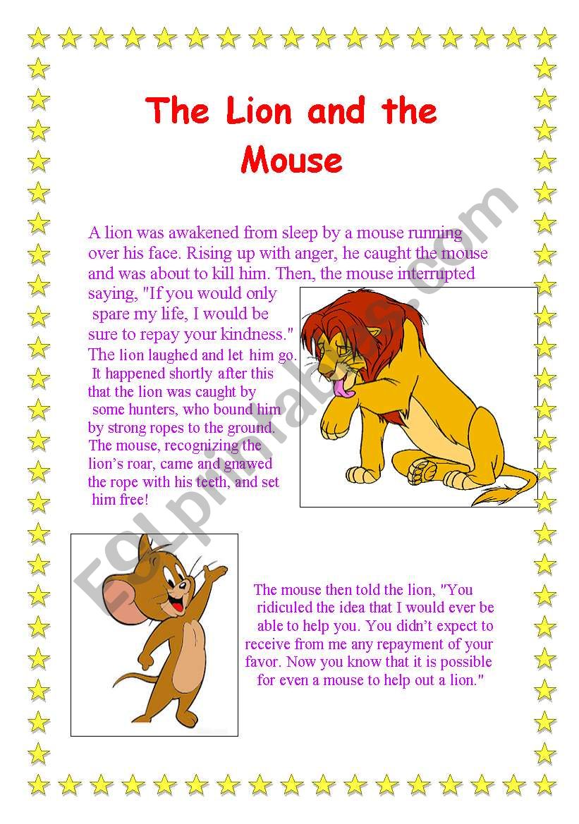 The lion and the mouse worksheet