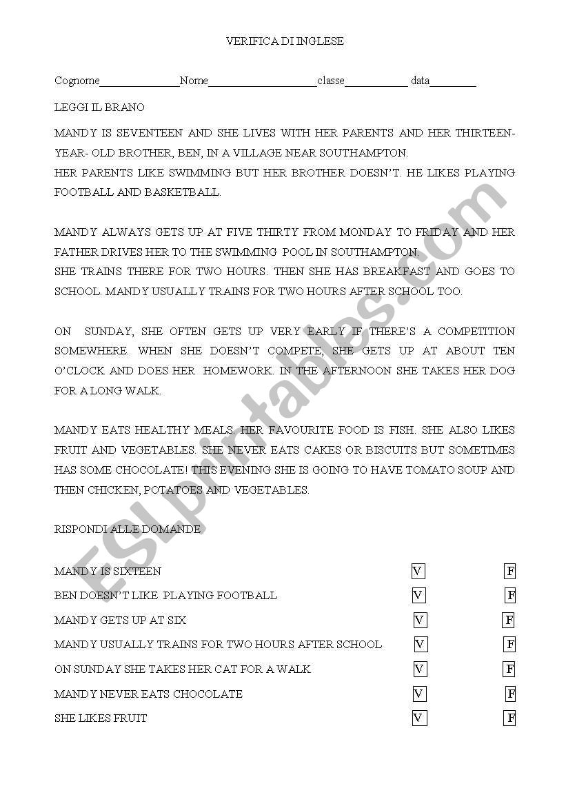 daily routine worksheet