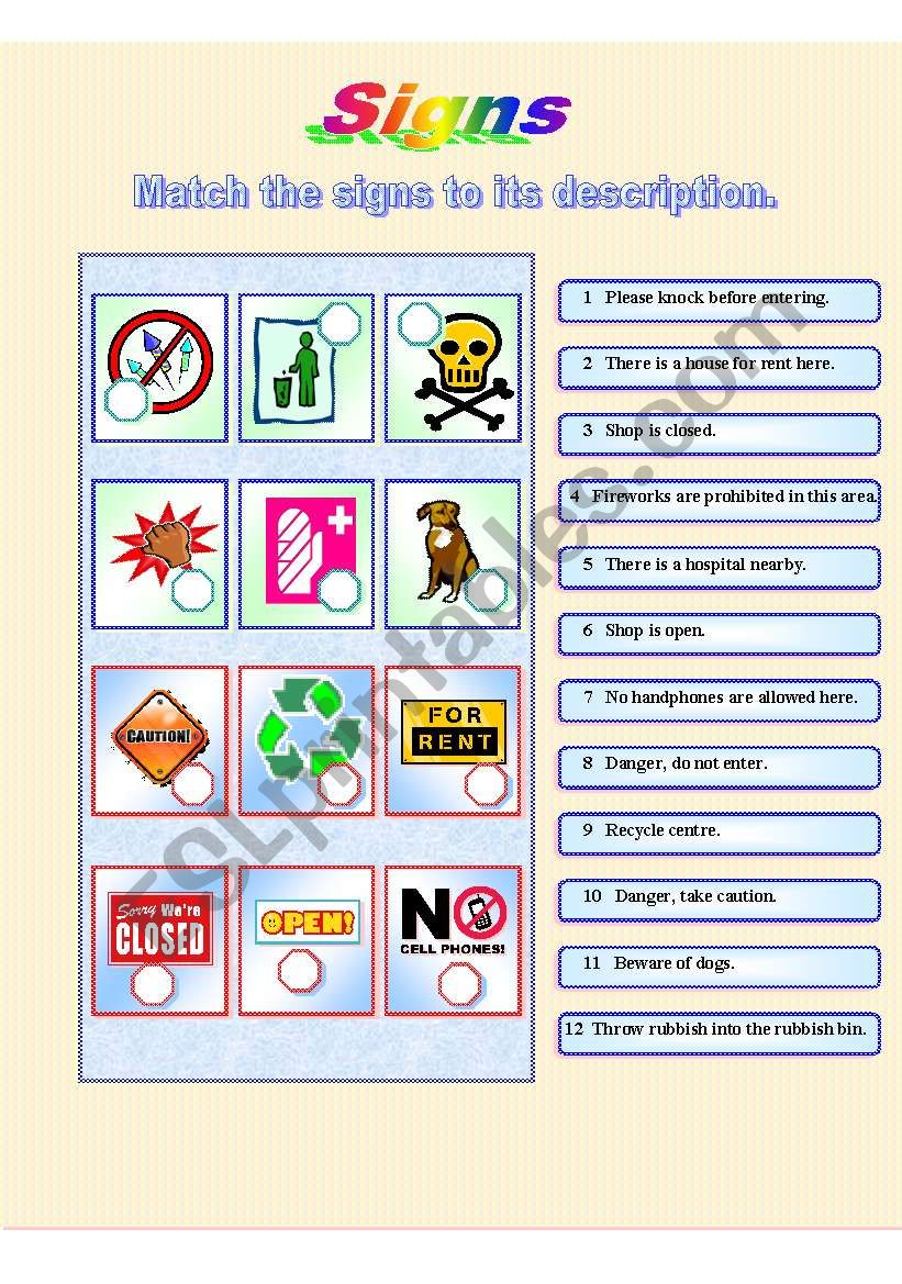 Signs *** fully editable worksheet