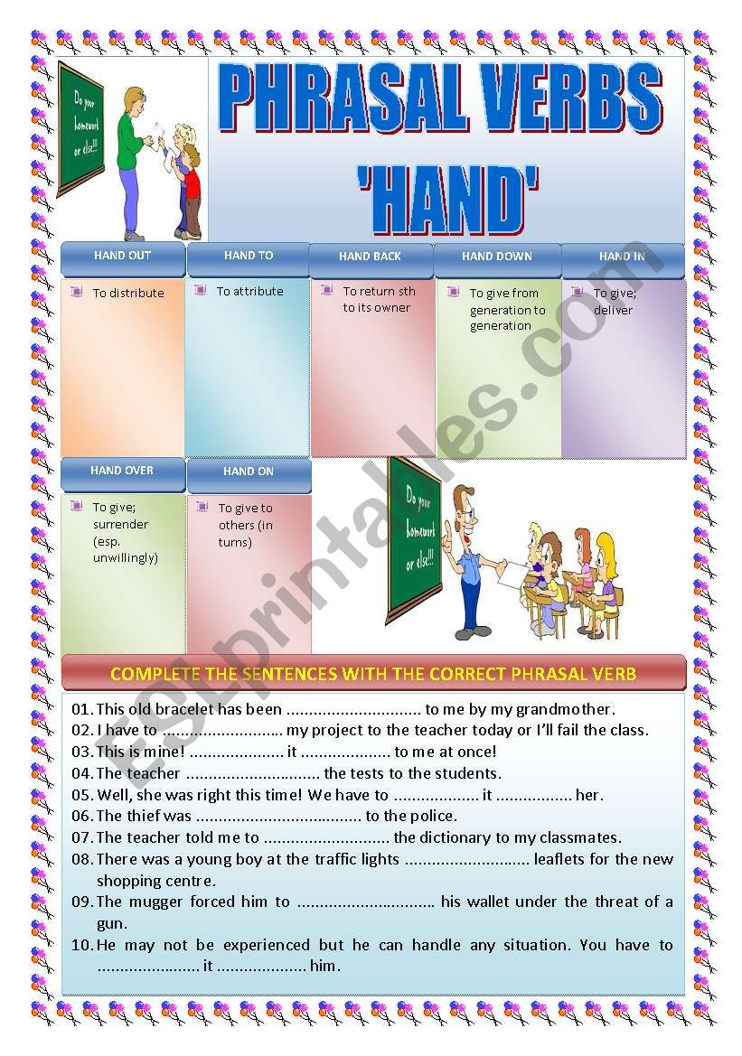 PHRASAL VERBS: HAND worksheet