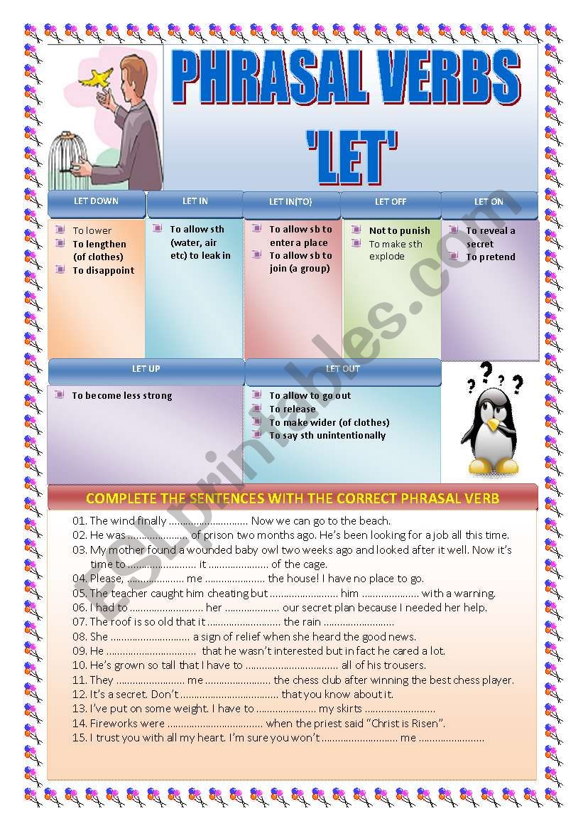 PHRASAL VERBS: LET worksheet