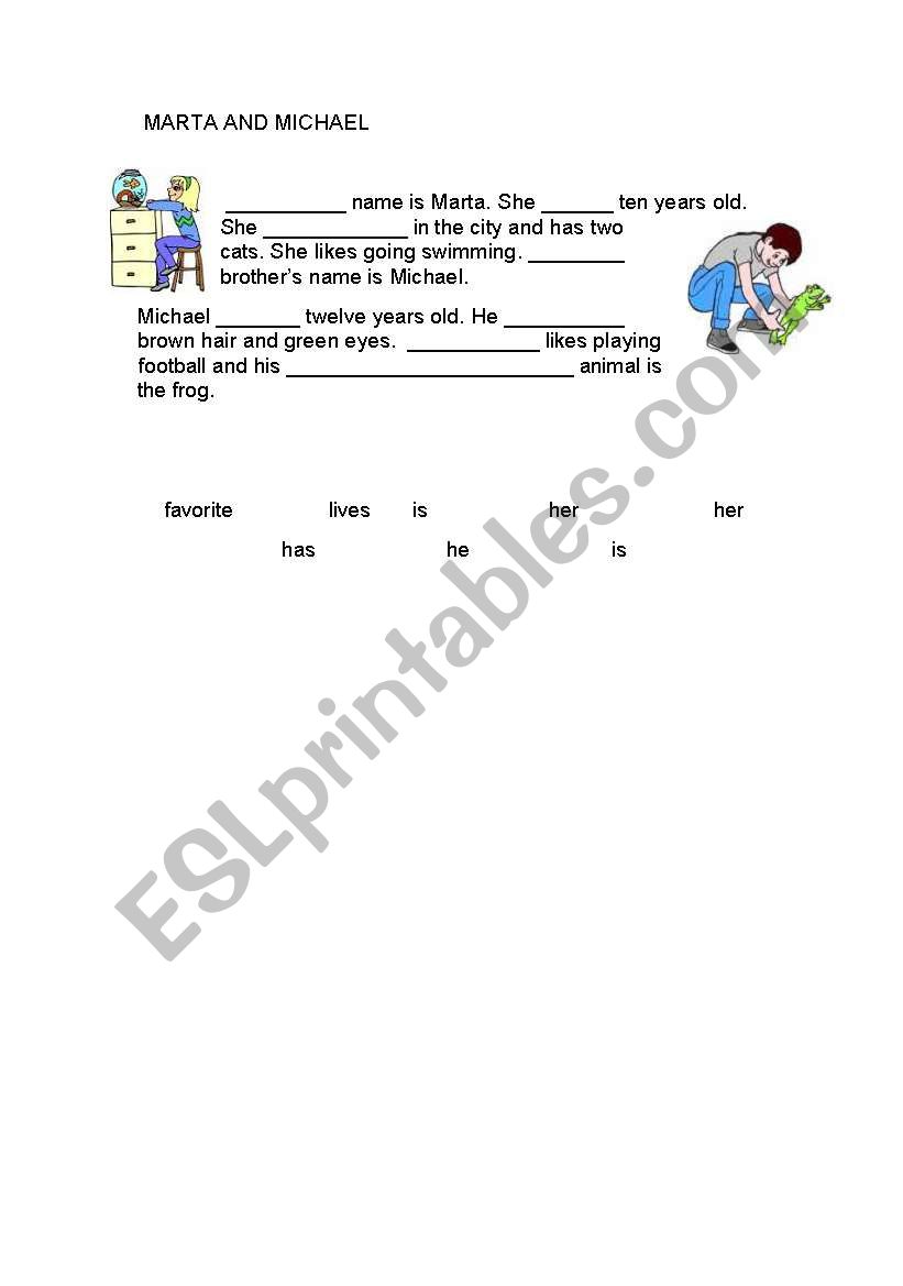 Short text present simple worksheet