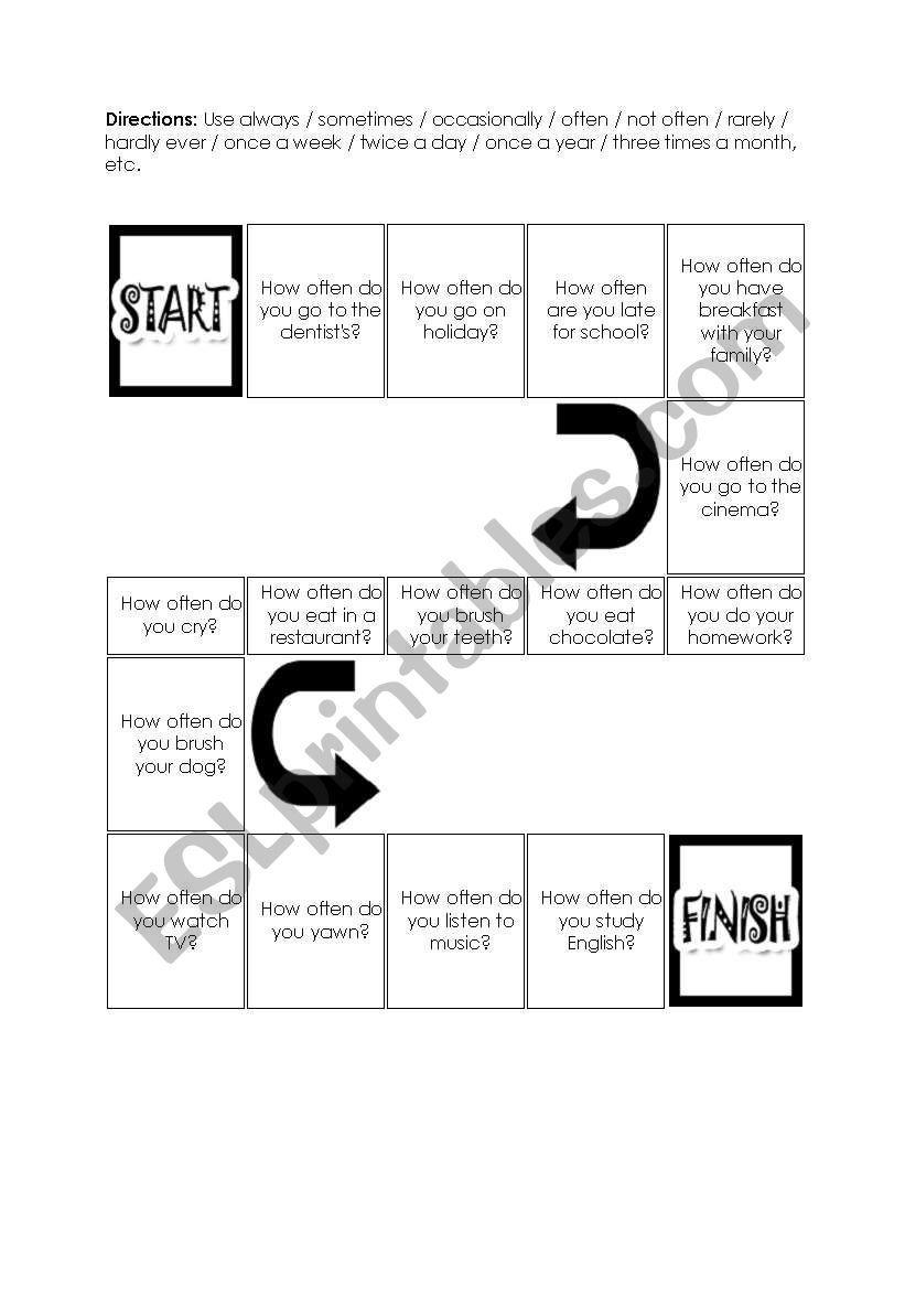 game- adverbs of frequency worksheet