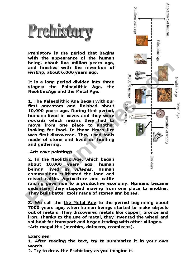 Easy-to-learn Prehistory! worksheet