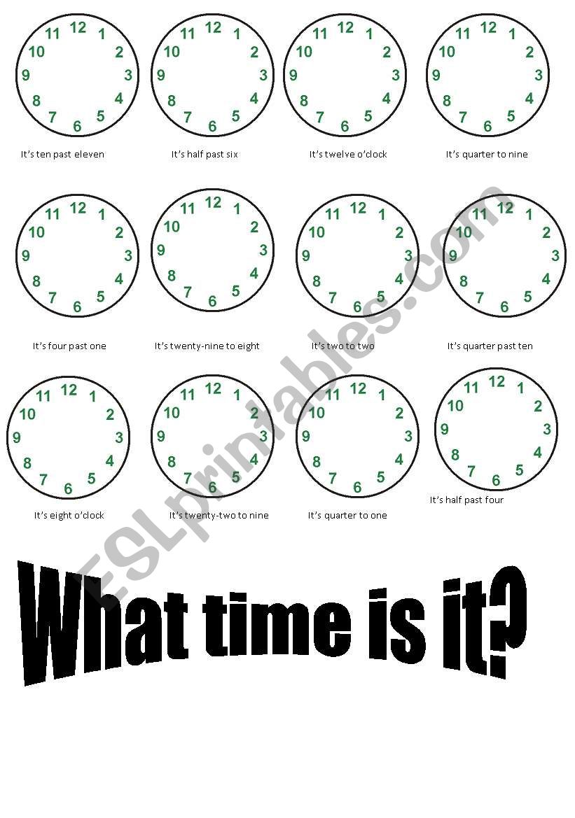 What time is it?  worksheet
