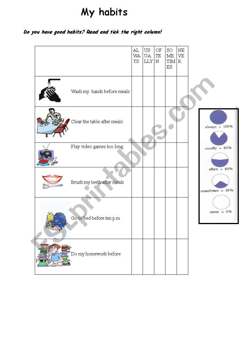 good habits worksheet