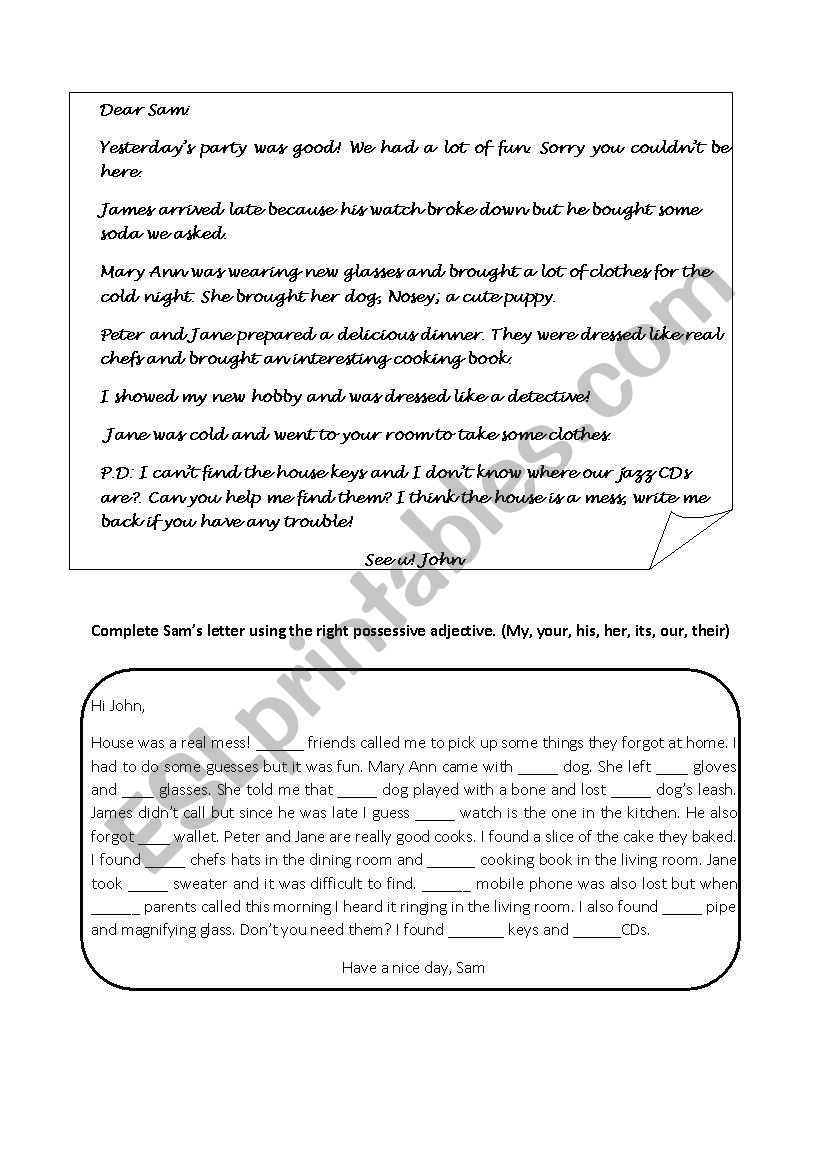 Possessive pronouns worksheet