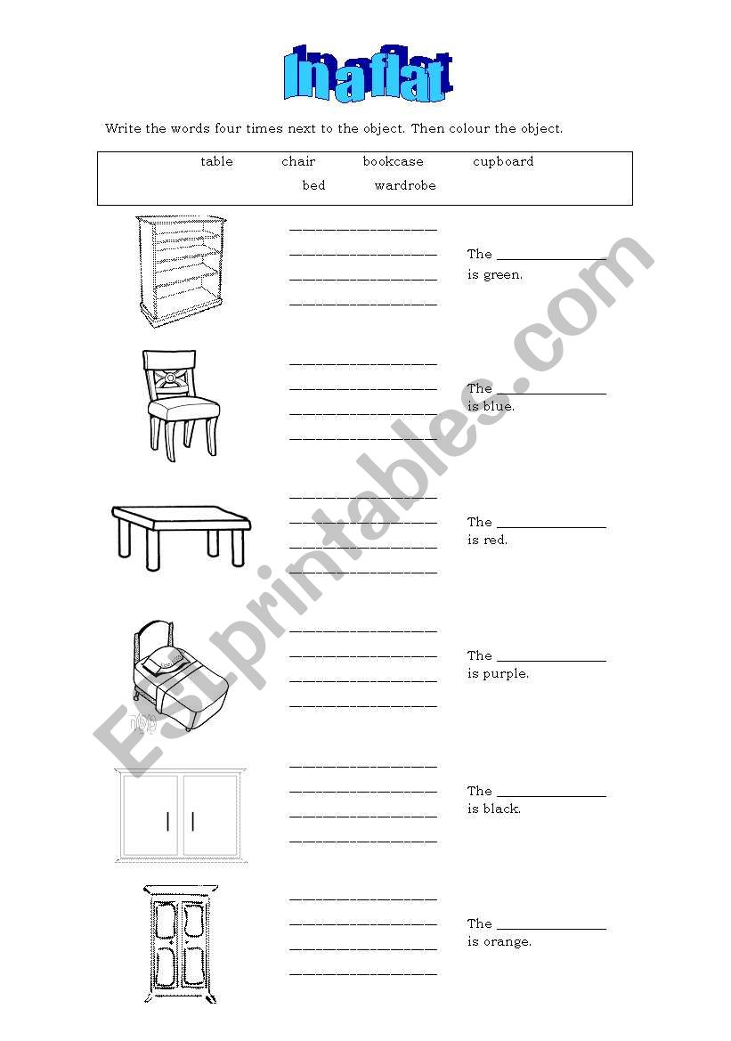 bedroom furniture worksheet