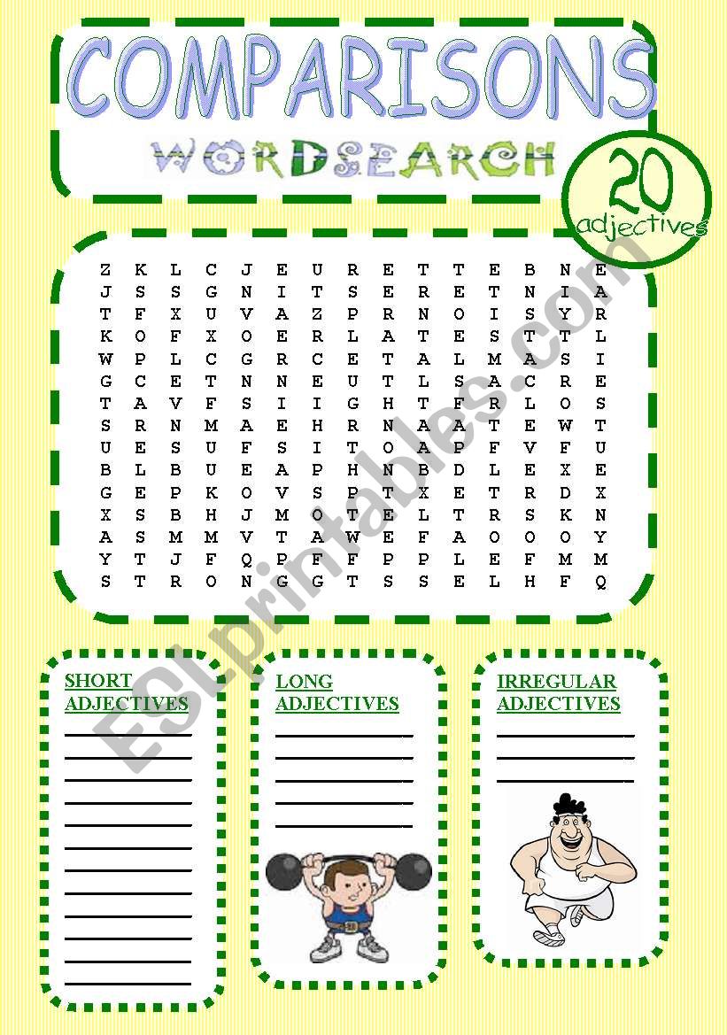 Comparisons wordsearch worksheet