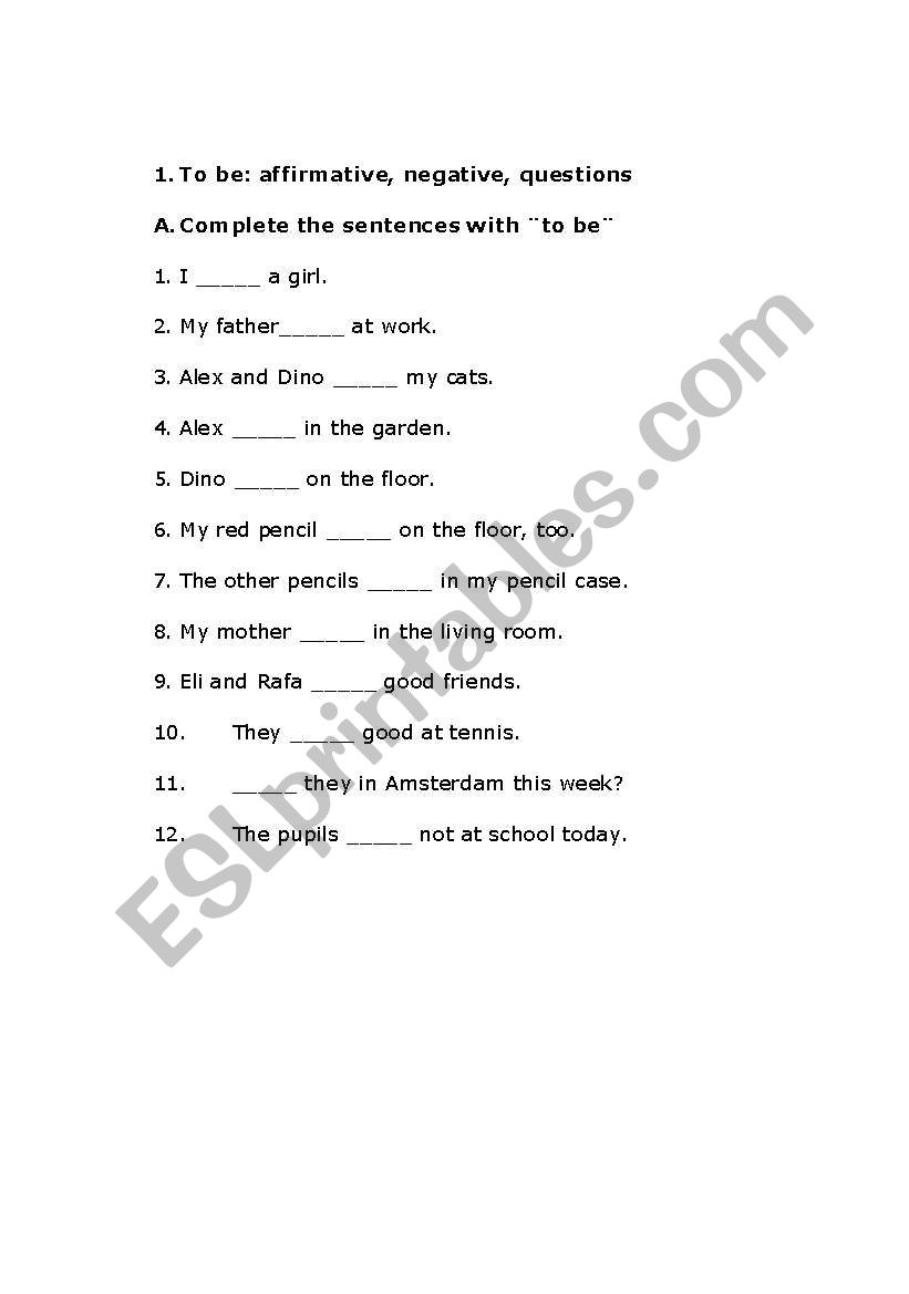 Verb To Be worksheet
