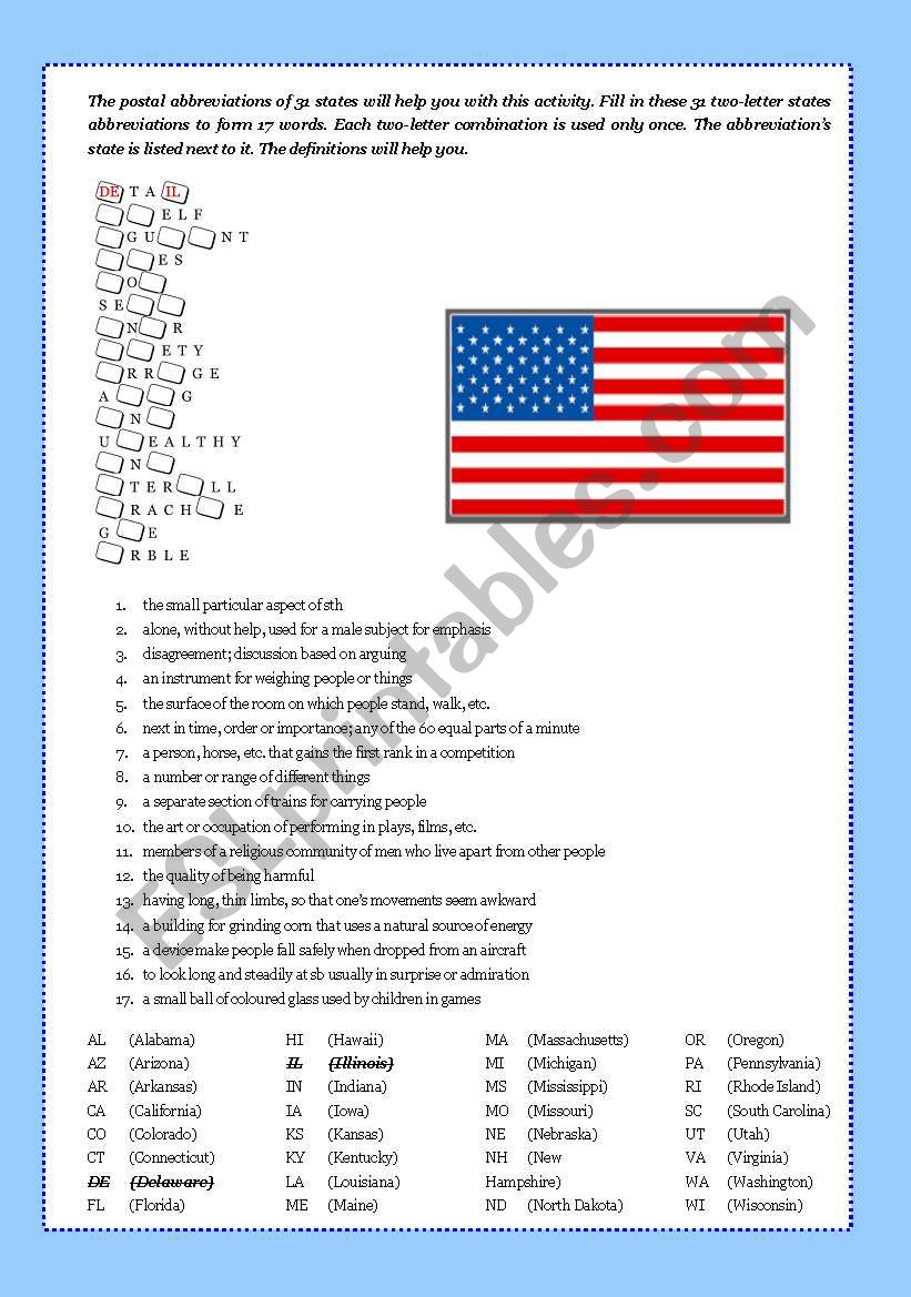 Quiz using the abbreviations of the US states