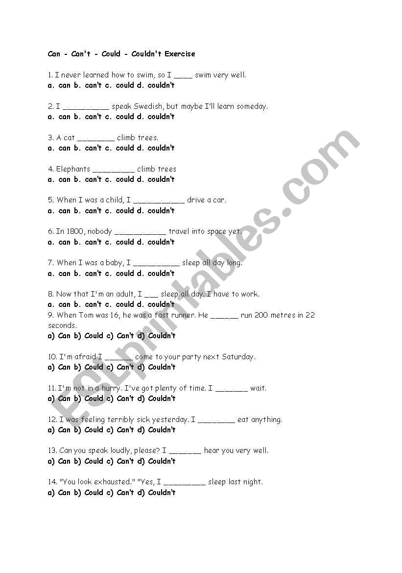 can-cant-could-couldnt worksheet