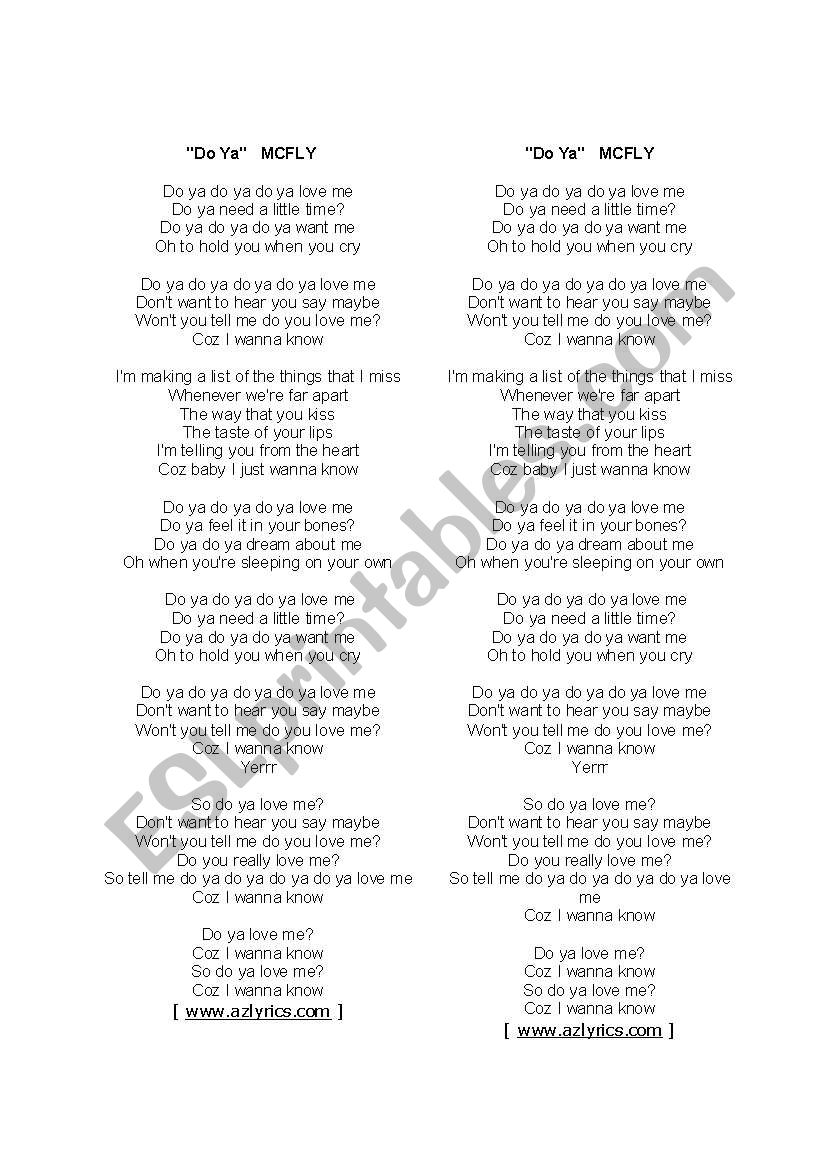 Present Simple Song activity worksheet