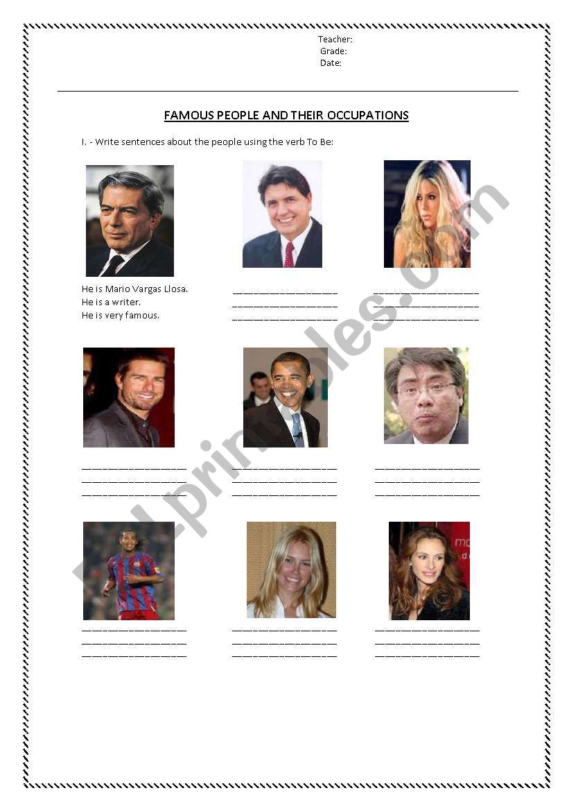 Famous people  worksheet