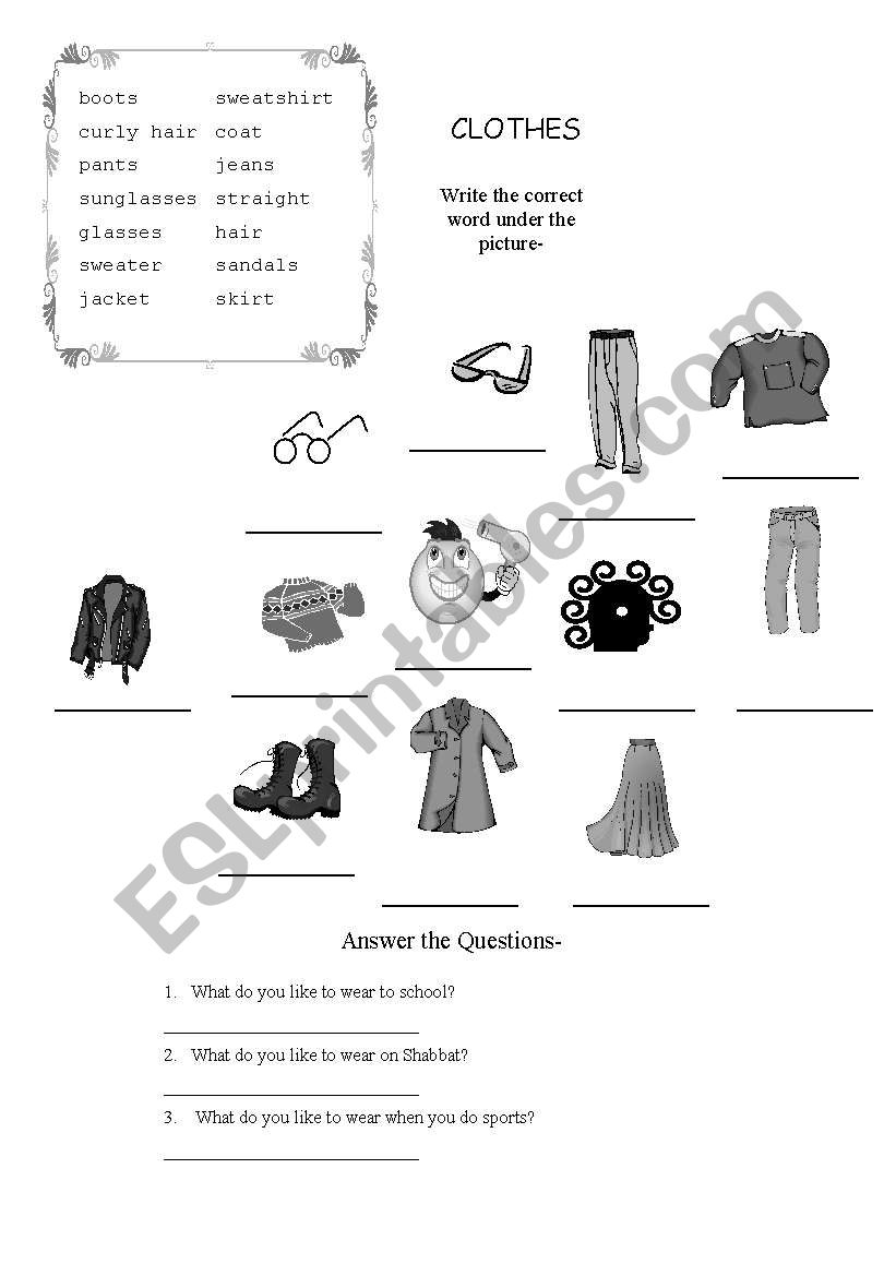 Clothes worksheet