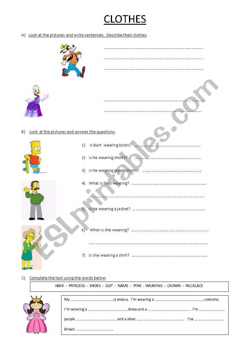 CLOTHES worksheet