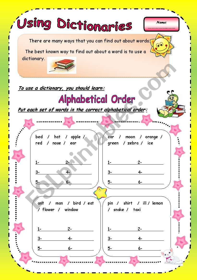 Using Dicitnaries/ Part 1 ( 2 pages )