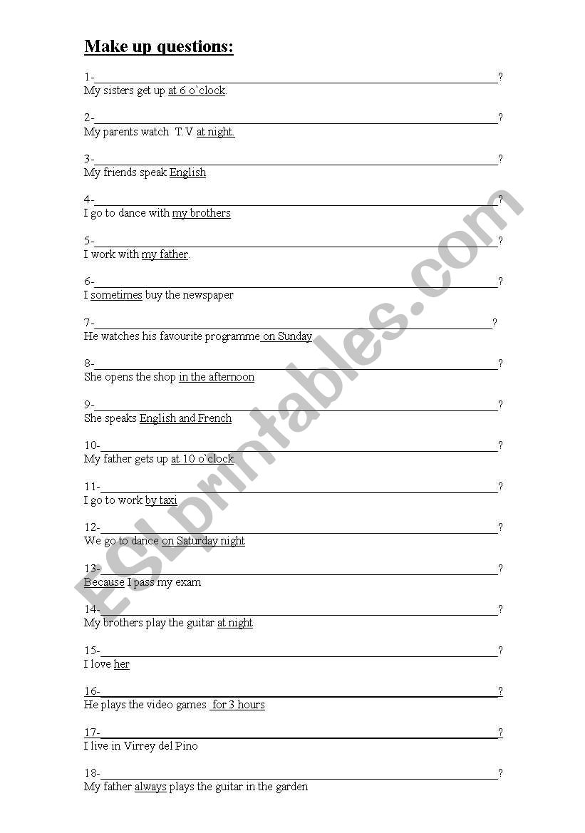 Present simple worksheet