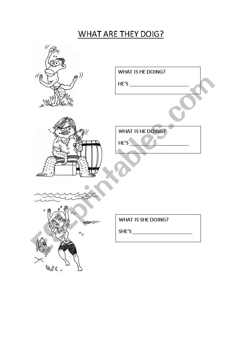 WHAT ARE YHEY DOING? worksheet