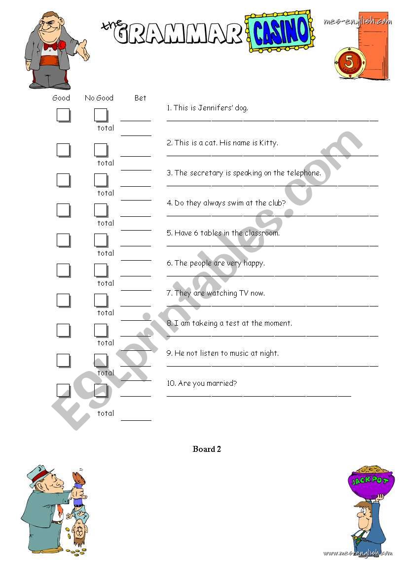 Grammar Cassino 2 worksheet