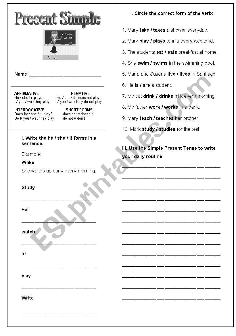 Present simple worksheet worksheet