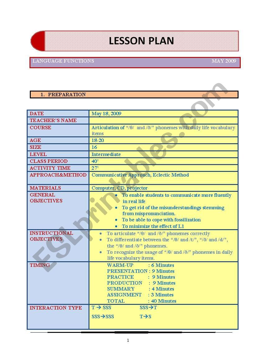 Articulation of /θ/  and /ð/ phonemes with daily life vocabulary items