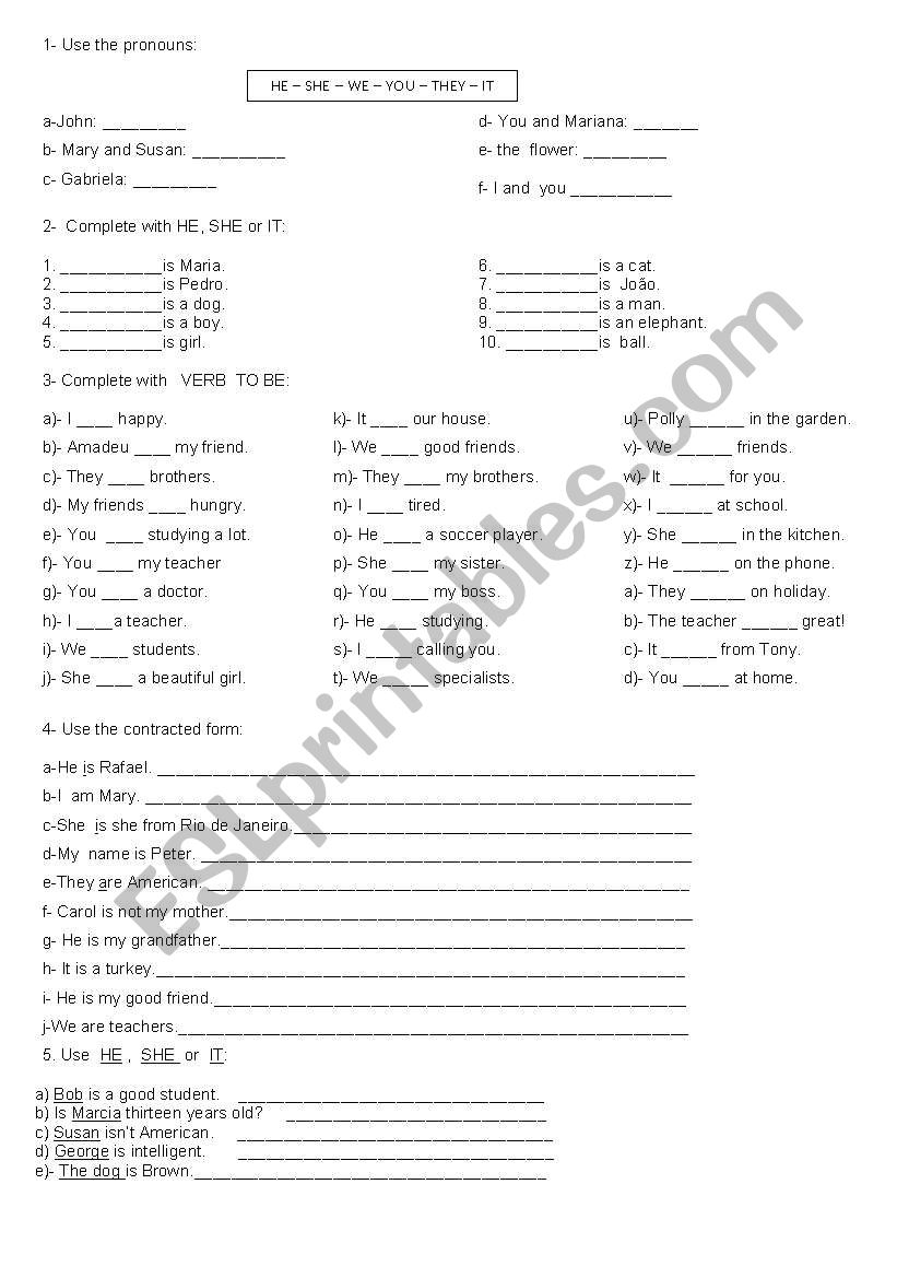 Verb to be worksheet