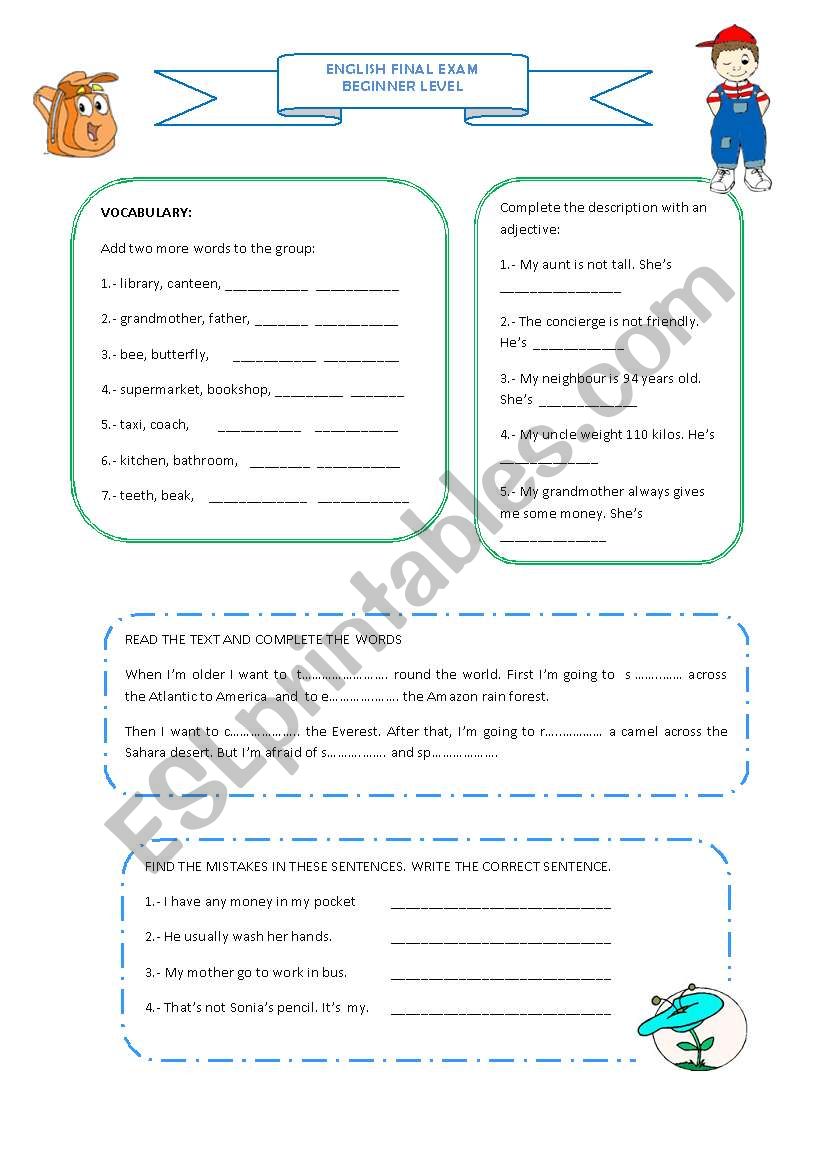 ENGLISH FINAL EXAM worksheet