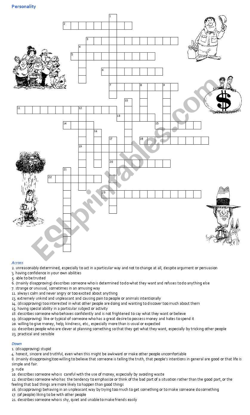 Personality Crossword with Answers