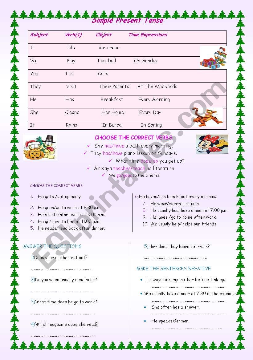 PRESENT TENSE worksheet