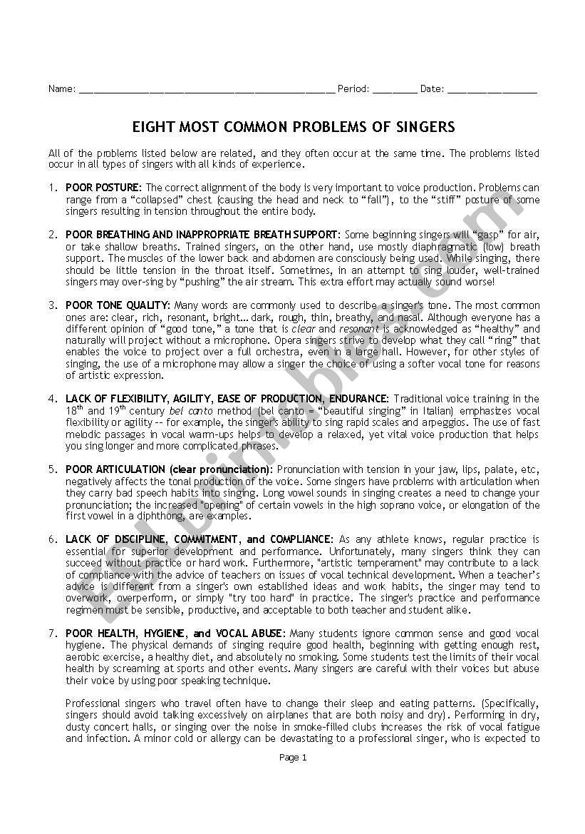 8 most common problems of singers