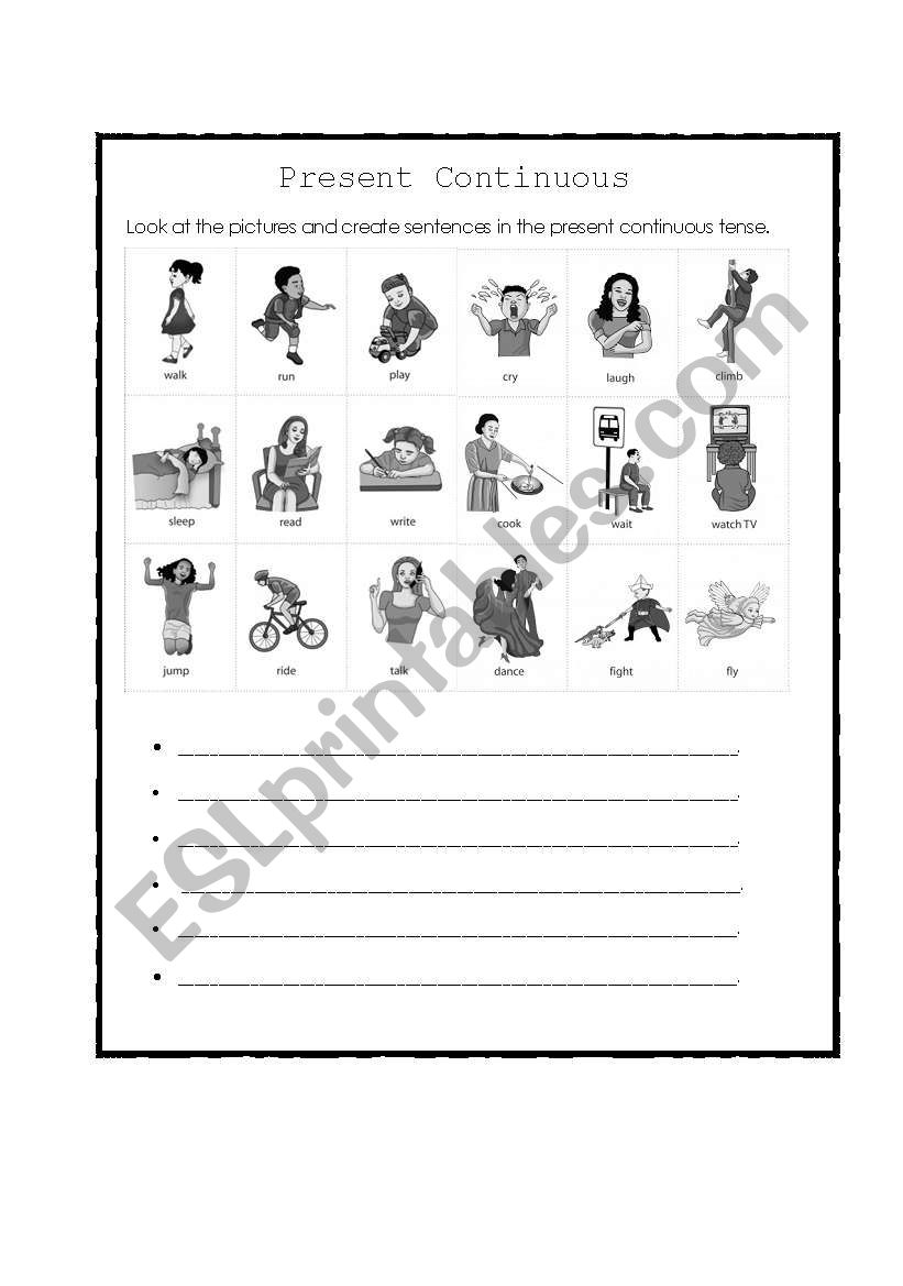 present continuous worksheet