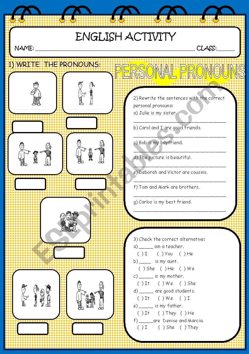 PERSONAL PRONOUNS worksheet