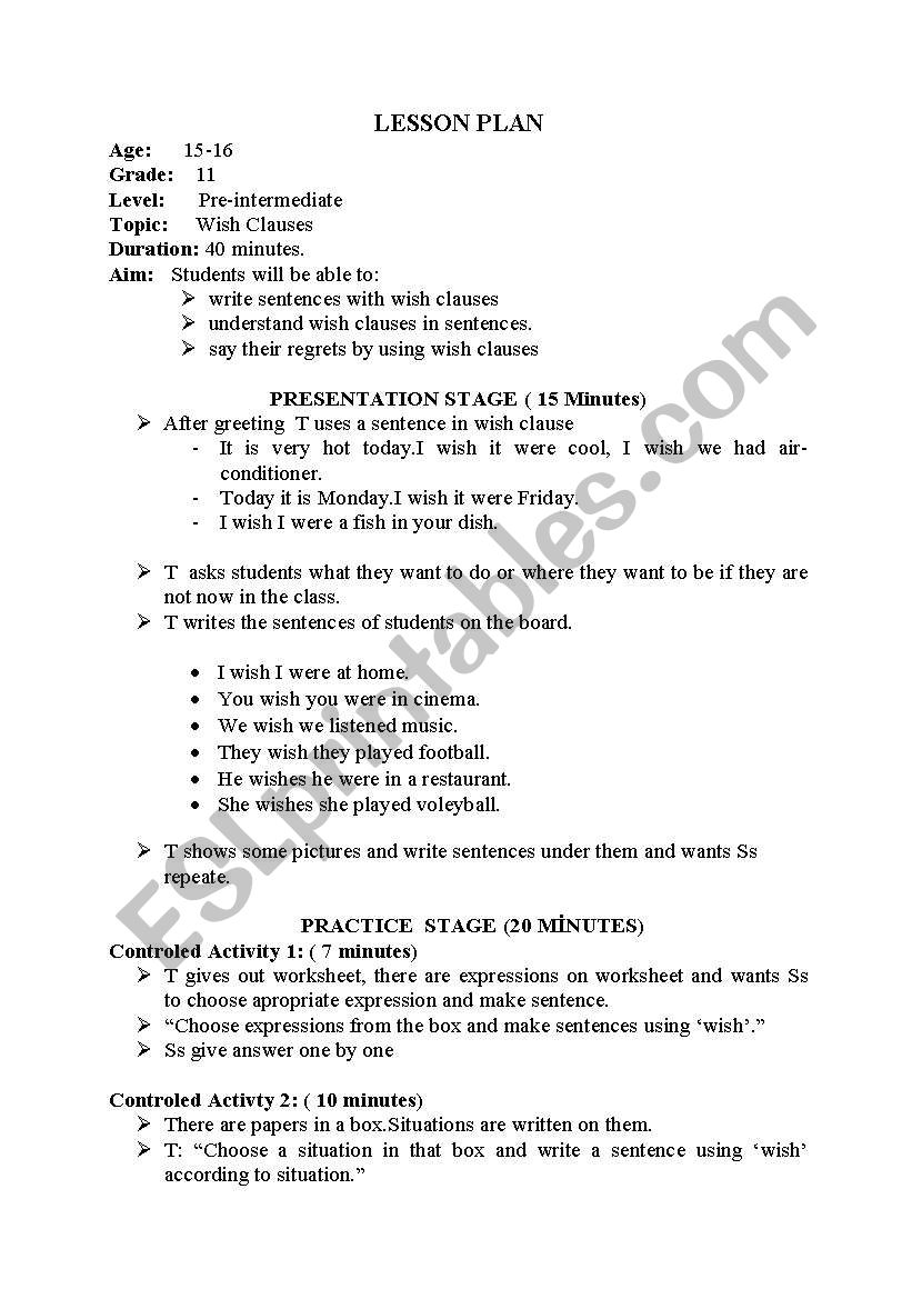 lesson plan worksheet