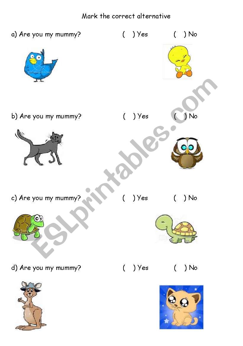 Mommies and babies 2 worksheet